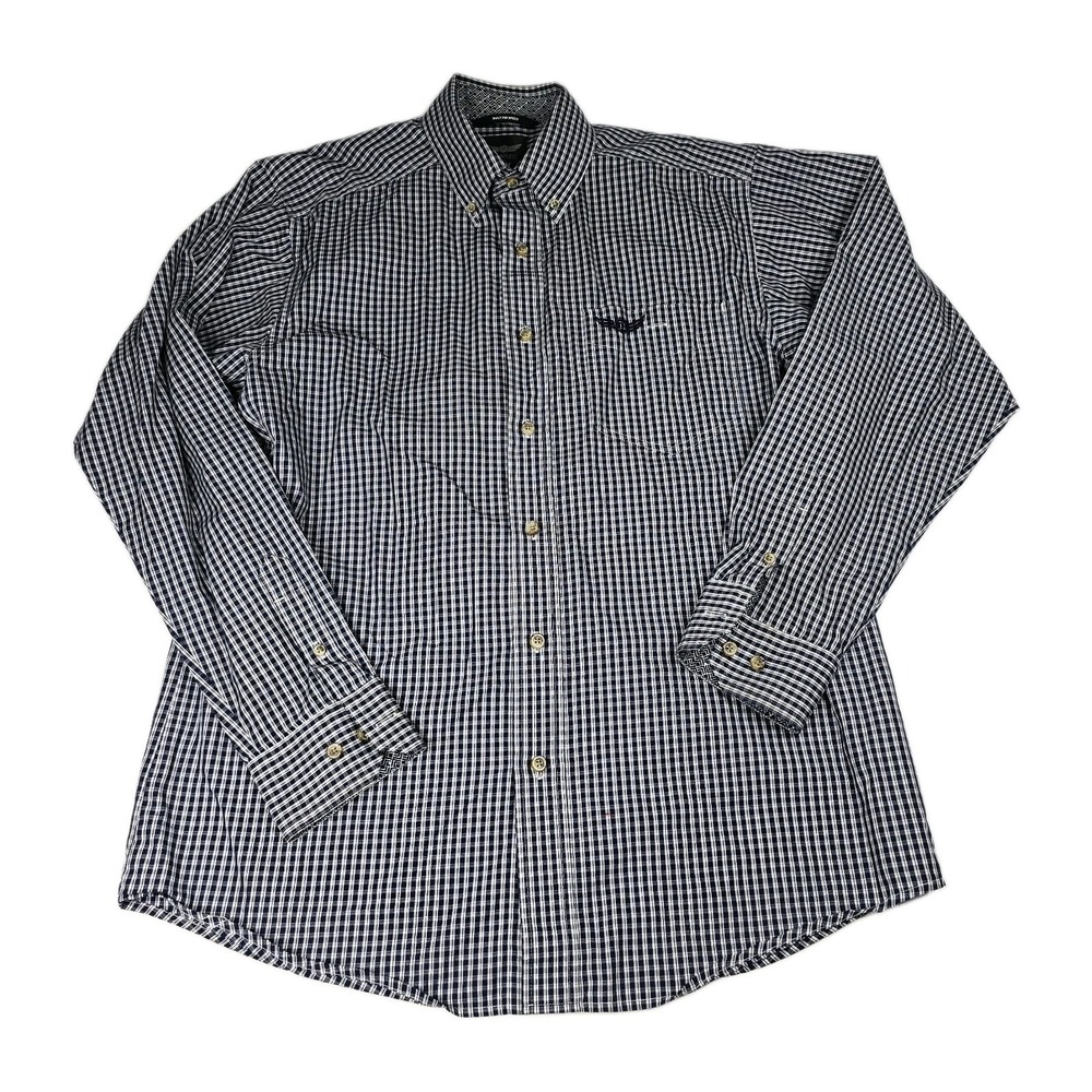 Ariat Relentless Modern Plaid Button Down‎ Shirt Mens Size M Purple Cotton LS